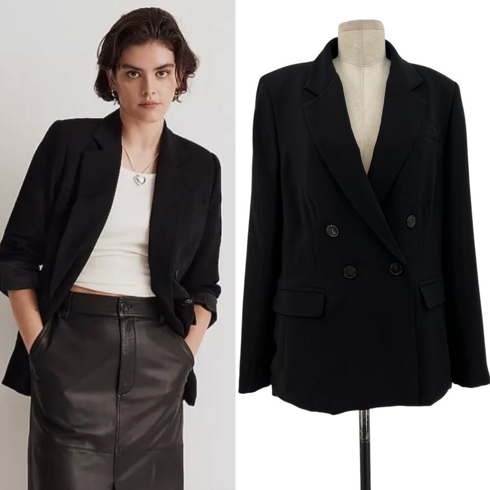 Madewell The Rosedale Blazer in Crepe in Black Size 12